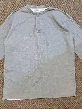 L.L. Bean Mens XL Tall Blue Henley Shirt